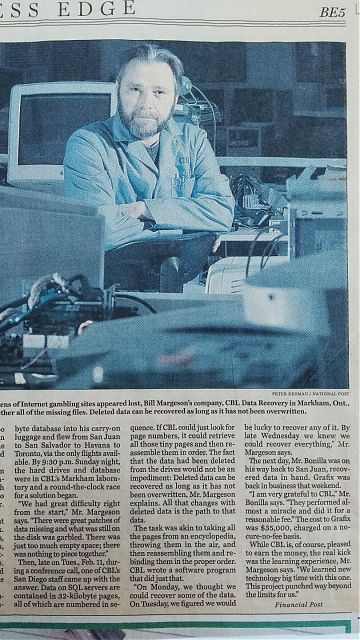 Page 2. Crucial data rescued after hacker raid. Financial Post, February24, 2003.