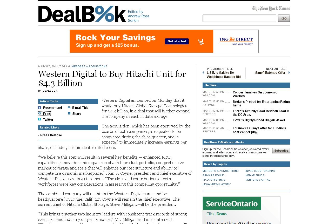 West Joins East: Western Digital buying Hitachi Global Storage
